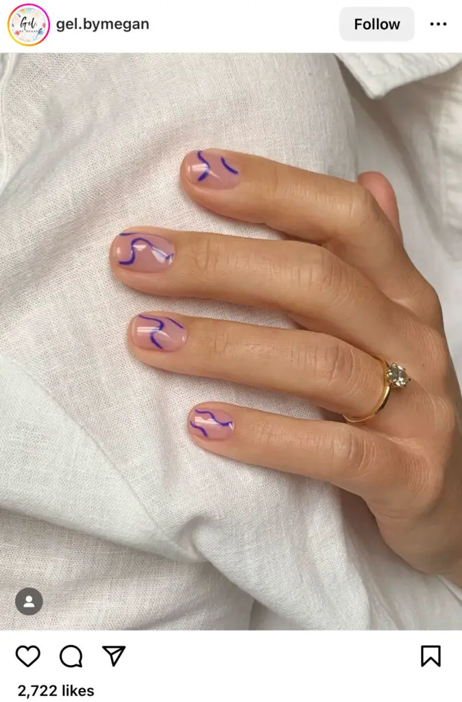 Blue Wavy Natural Nails