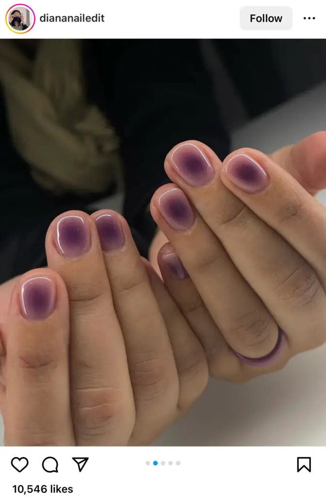 Purple Circle Natural Nails