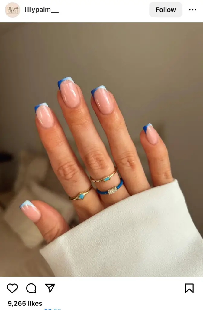 Blue French Tips Summer Nails