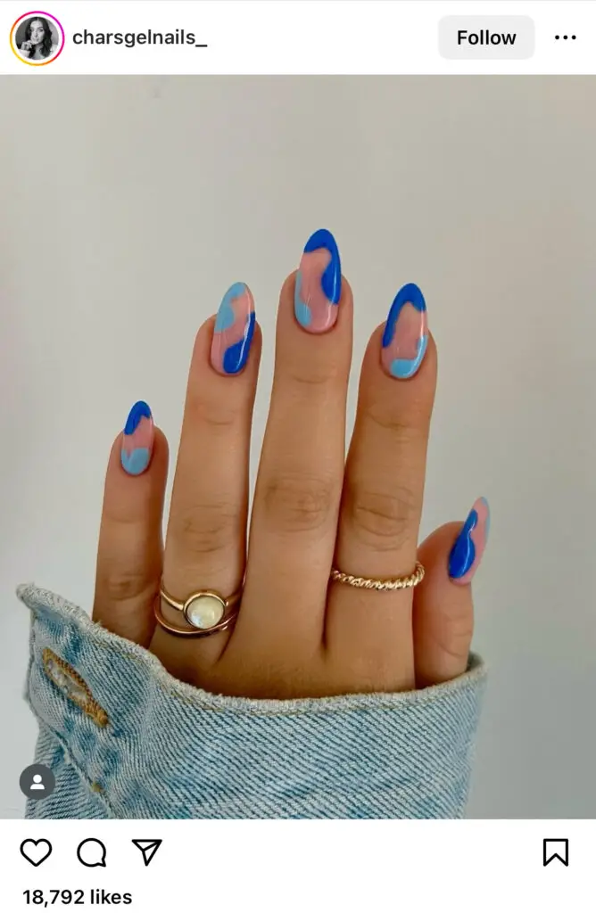 Wavy Blue Summer Nails