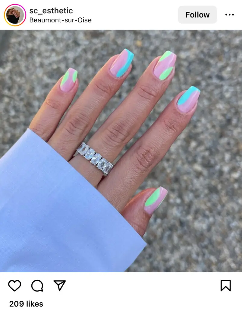 Green And Blue Summer Nails