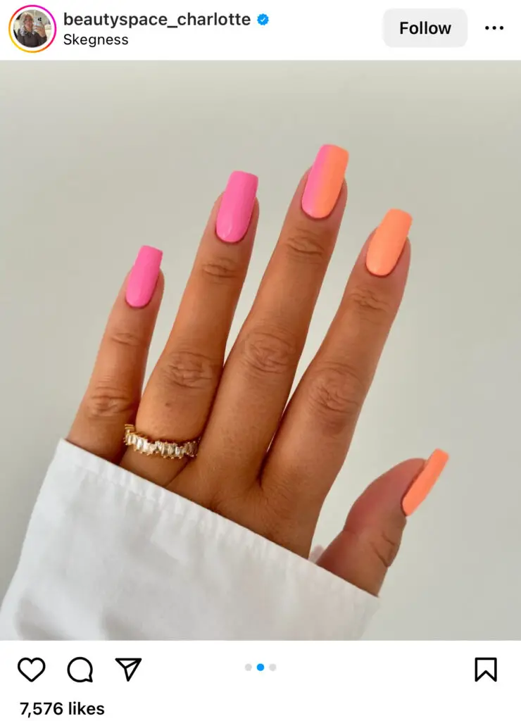 Pink And Orange Summer Nails