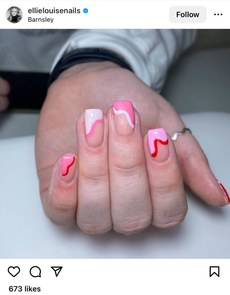 Pink Strips Summer Nails
