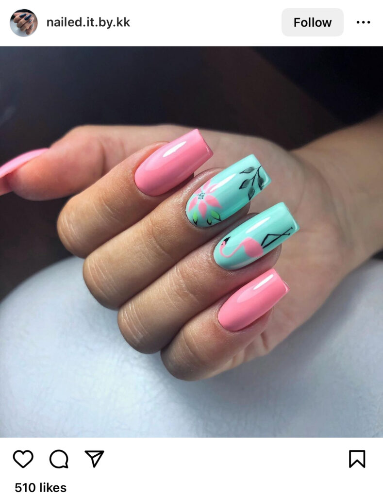 Flamingo Pink Summer Nails