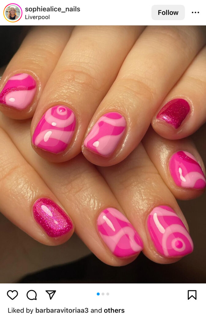 Pink Design Summer Nails