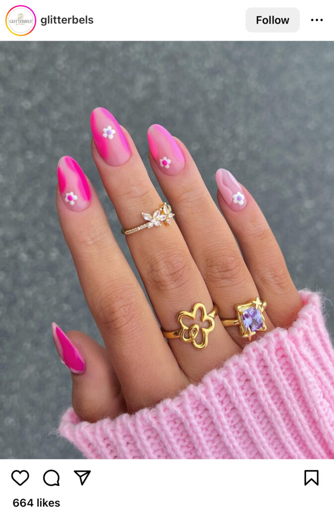 Flower Pink Summer Nails