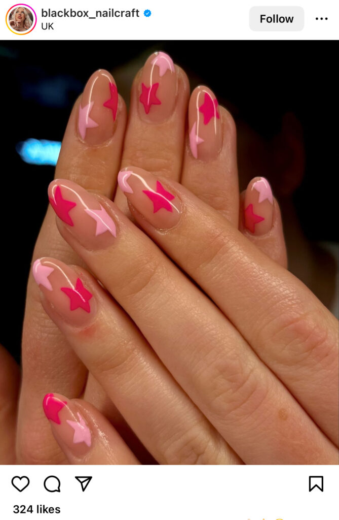 Pink Star Summer Nails
