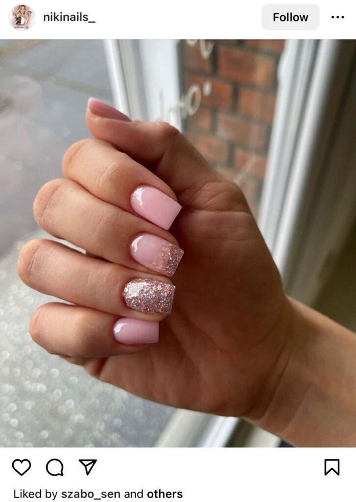 Glitter Pink Summer Nails