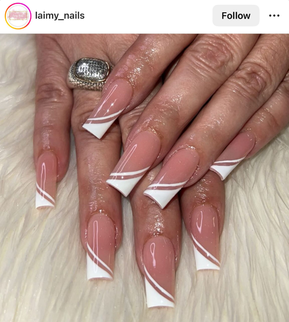 Side Strips White Summer Nails