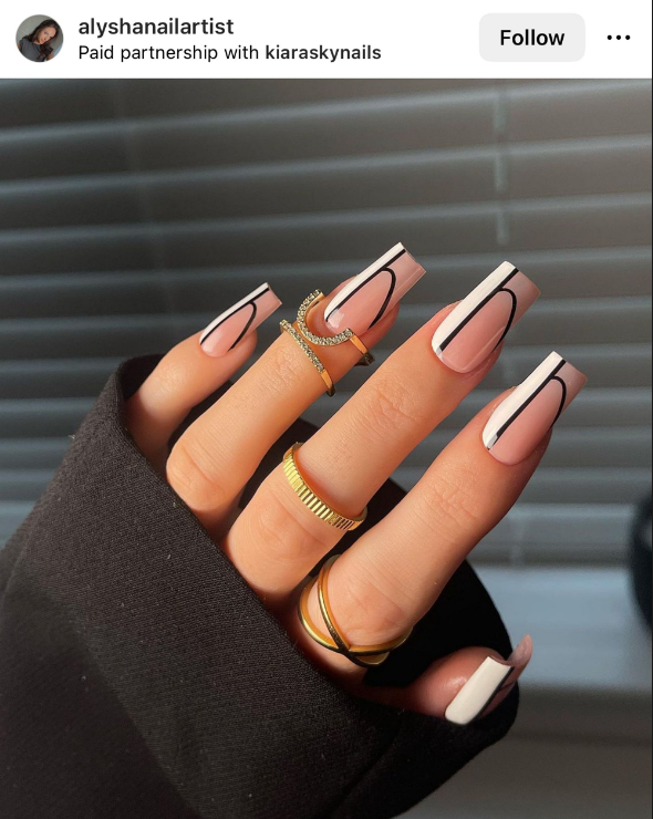 White And Black Summer Nails