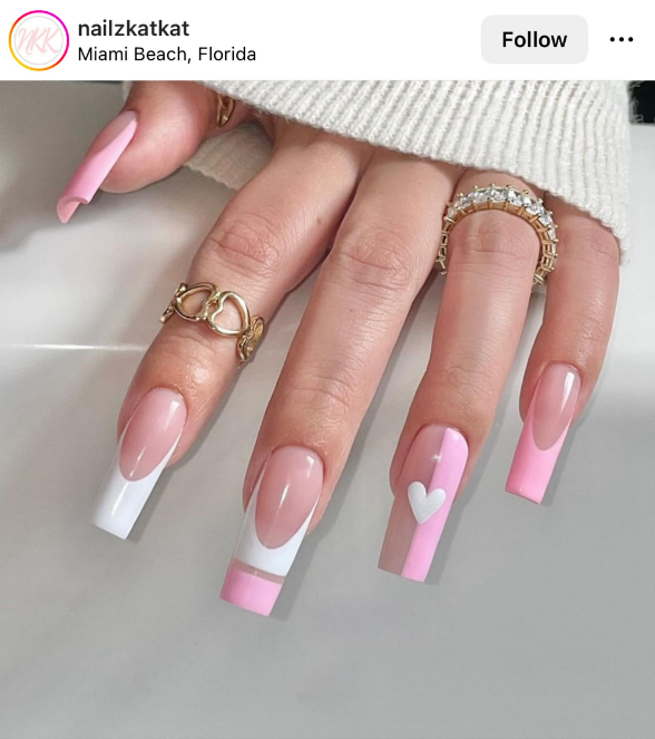 White And Pink Summer Nails