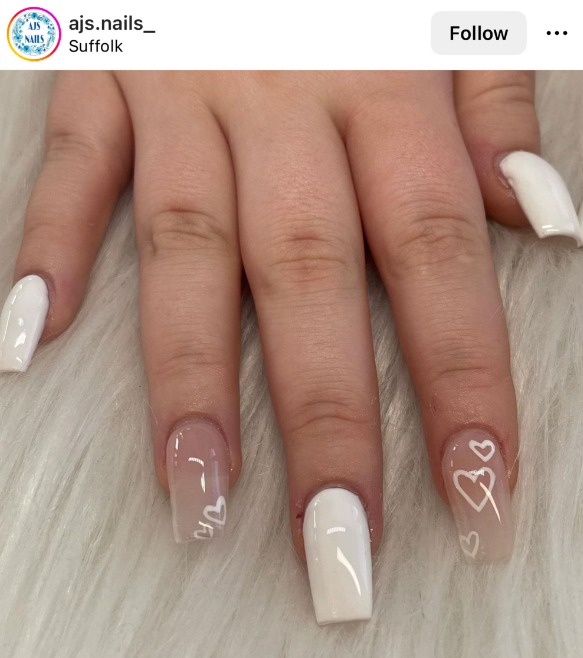 White Heart Summer Nails 