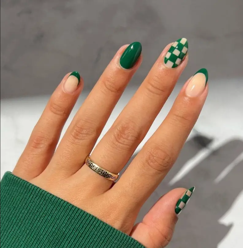 French Green Nails Design