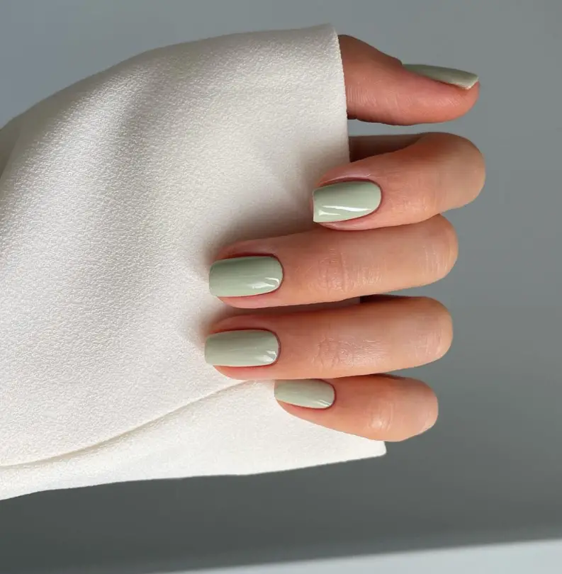 Pastel Natural Green Nails Design