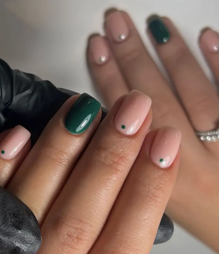Simple Dark Green Nails Design 