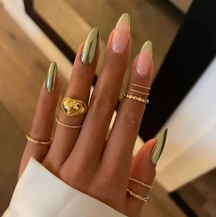 Green French Nails Design