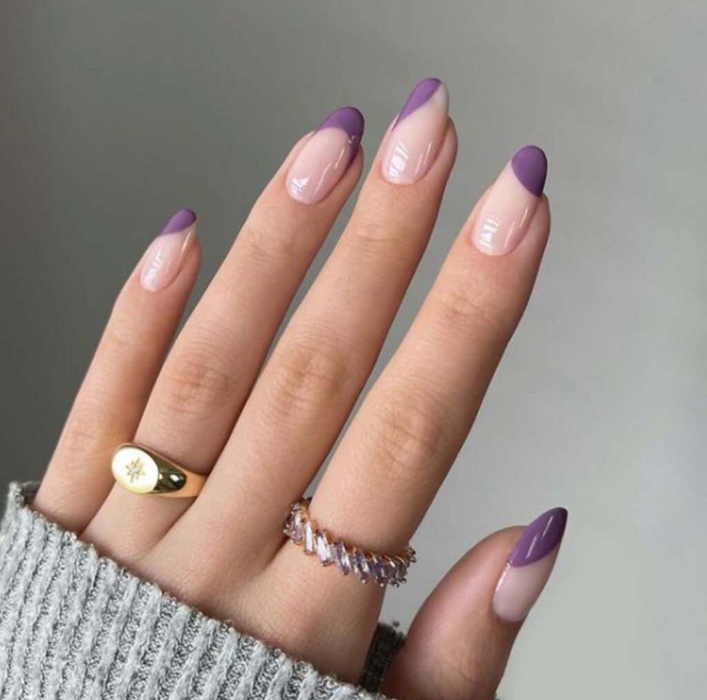 Dark Purple Summer French Tip Nails