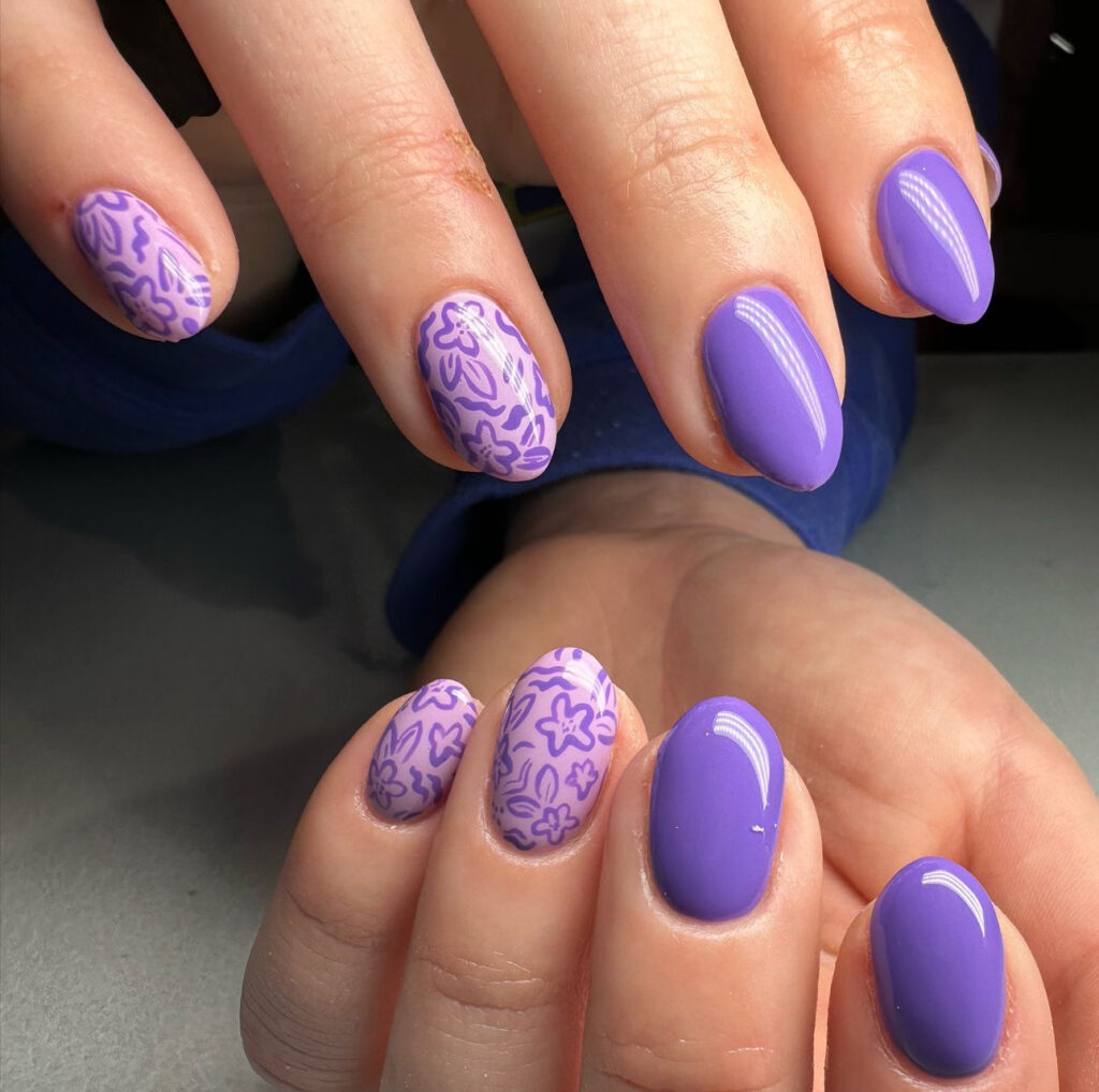 Purple Simple Summer Nail Design 
