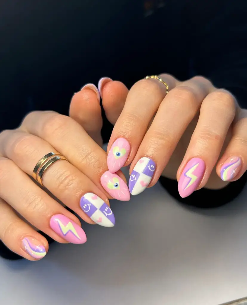 Purple And Pink Summer Nail Design