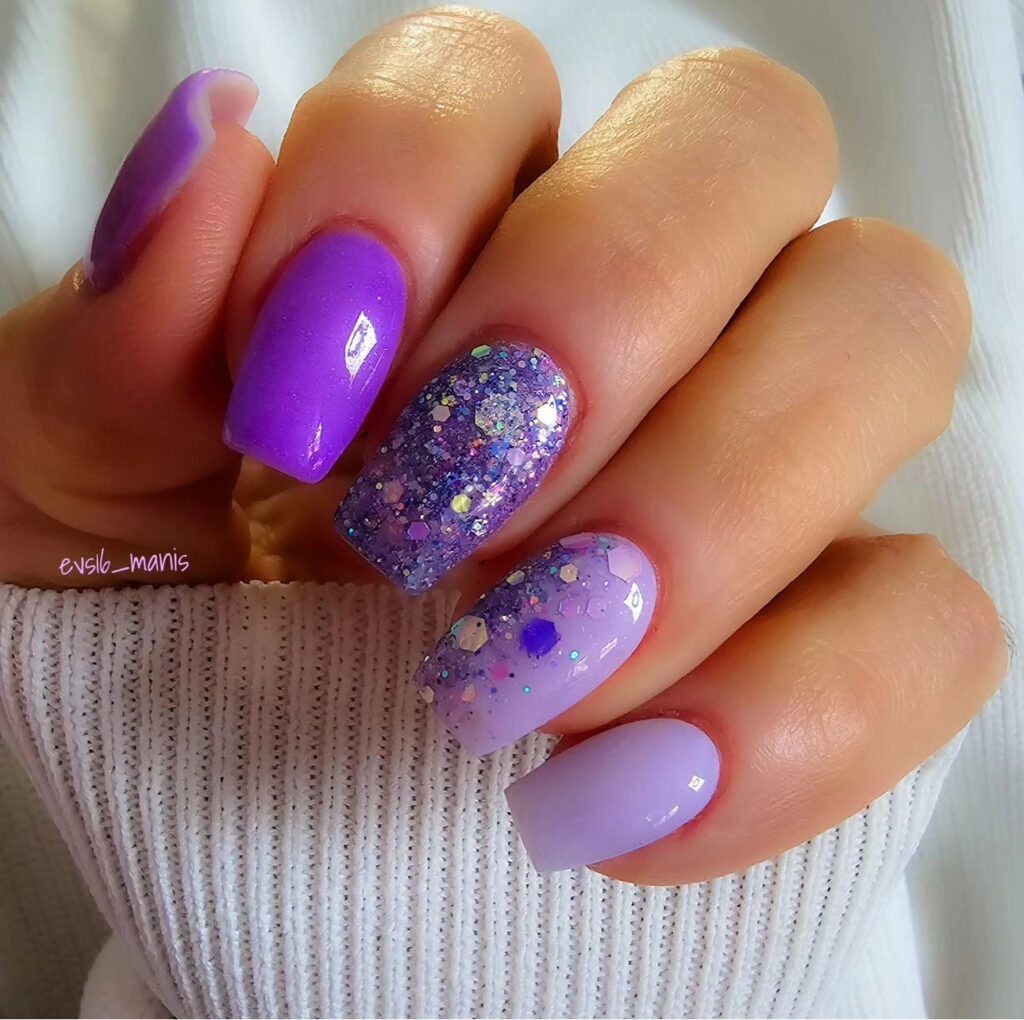 Glitter Purple Summer Nail Inspo