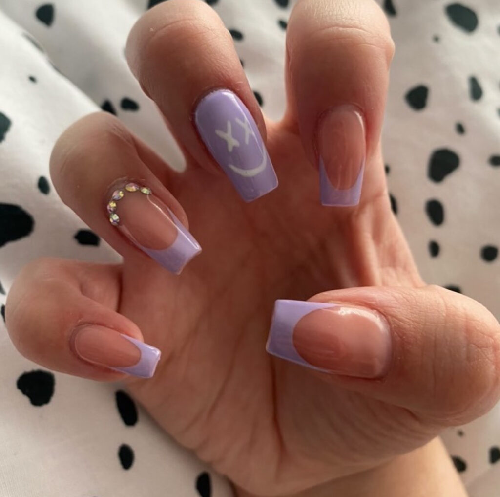 Purple French Summer Nails 