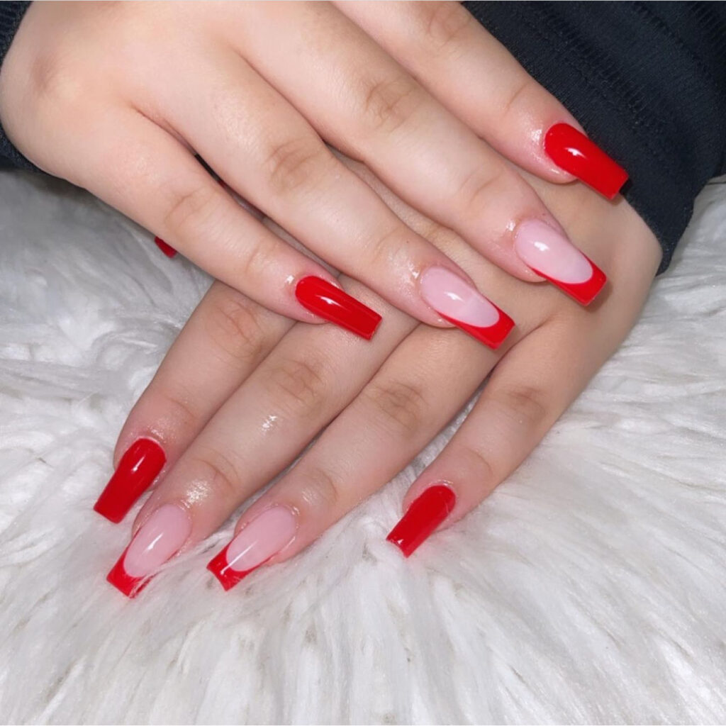 French Red Tip Nails For Summer