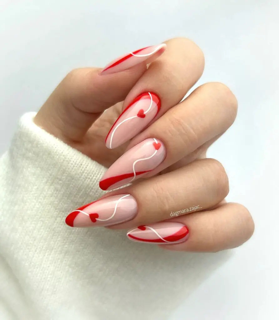 Heart Red Nails For Summer