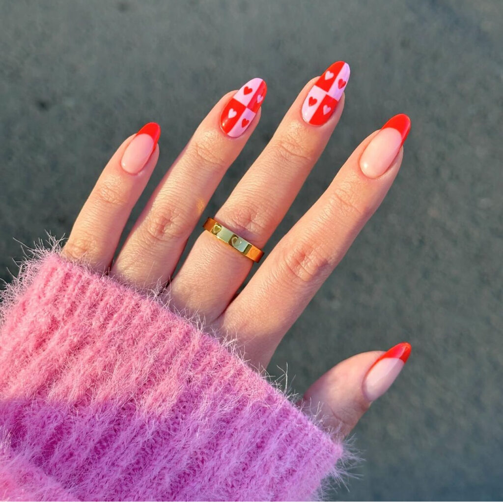 Heart Red Nails For Summer