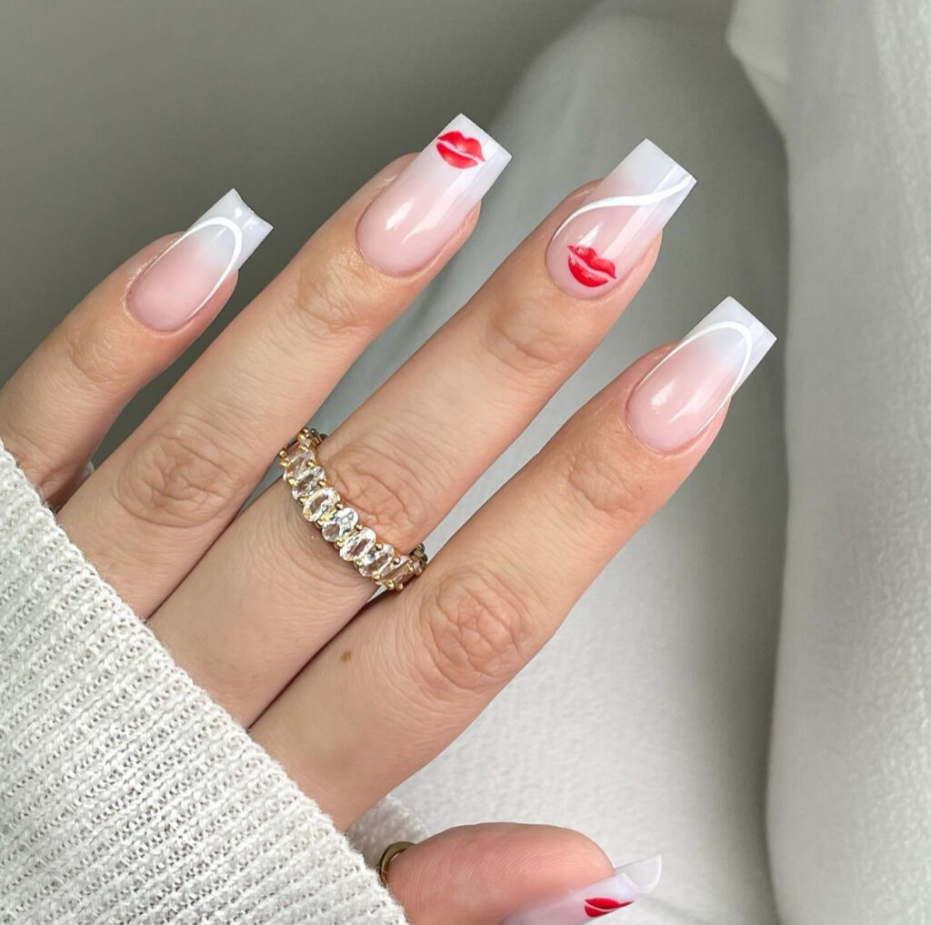 White And Red Nails Design For Summer