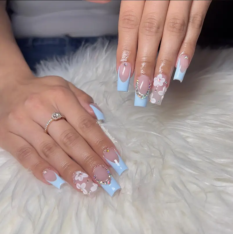 Baby Blue Nail Summer Design 