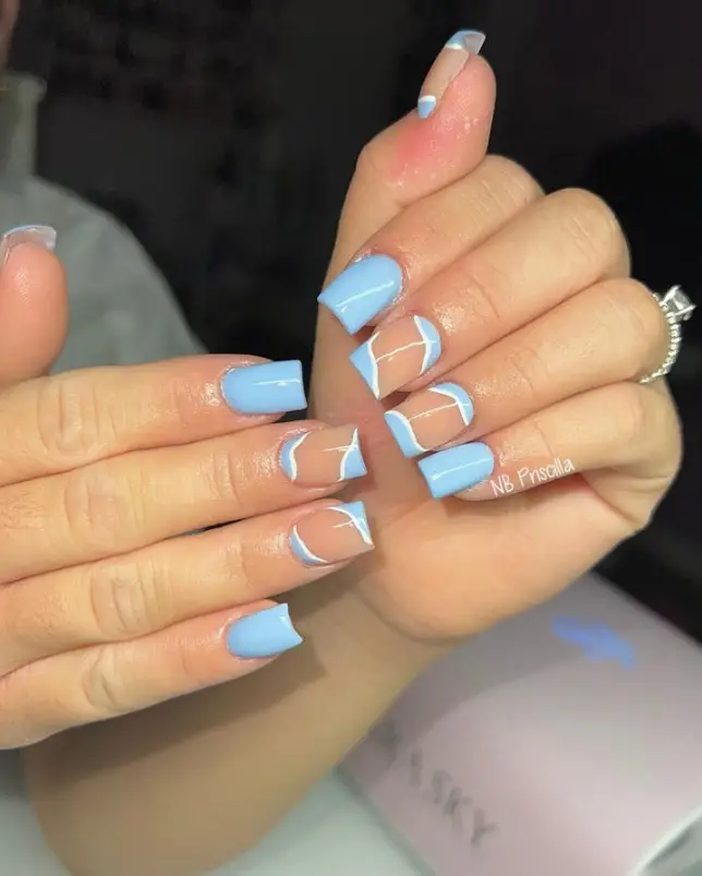 Simple Baby Blue Nails For Summer 