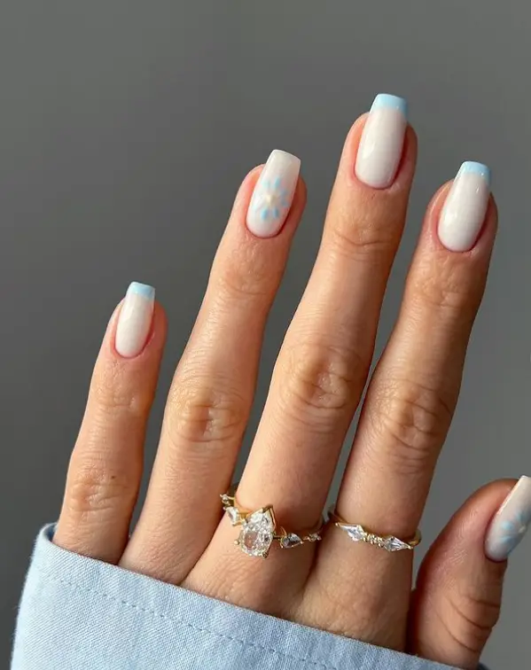 White And Baby Blue Nails Design For Summer