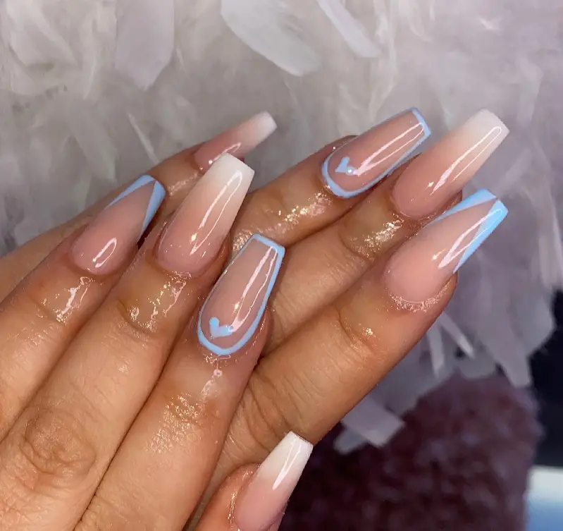 Simple Baby Blue Nail Design For Summer