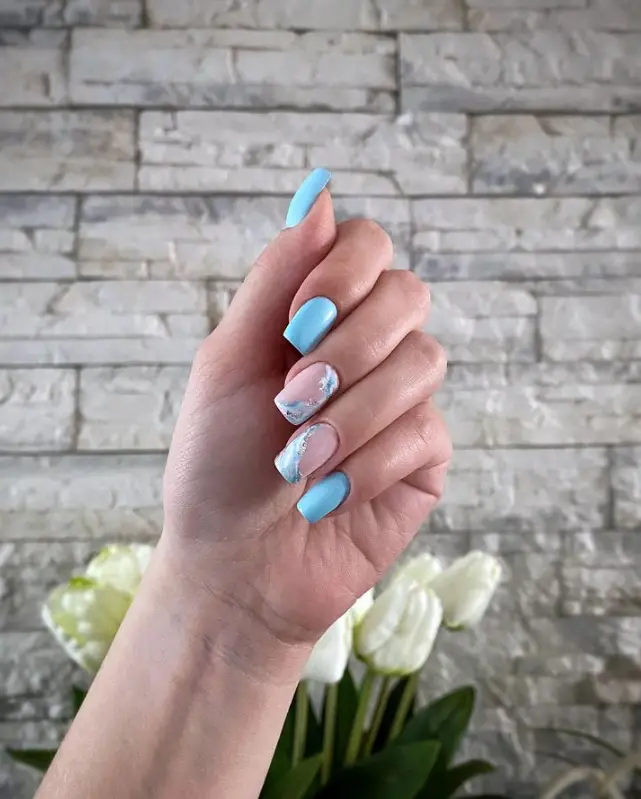 Simple Baby Blue Nail Design