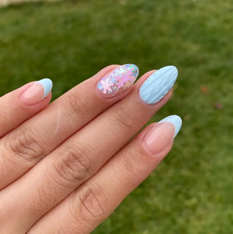  Snow Baby Blue Nail Design