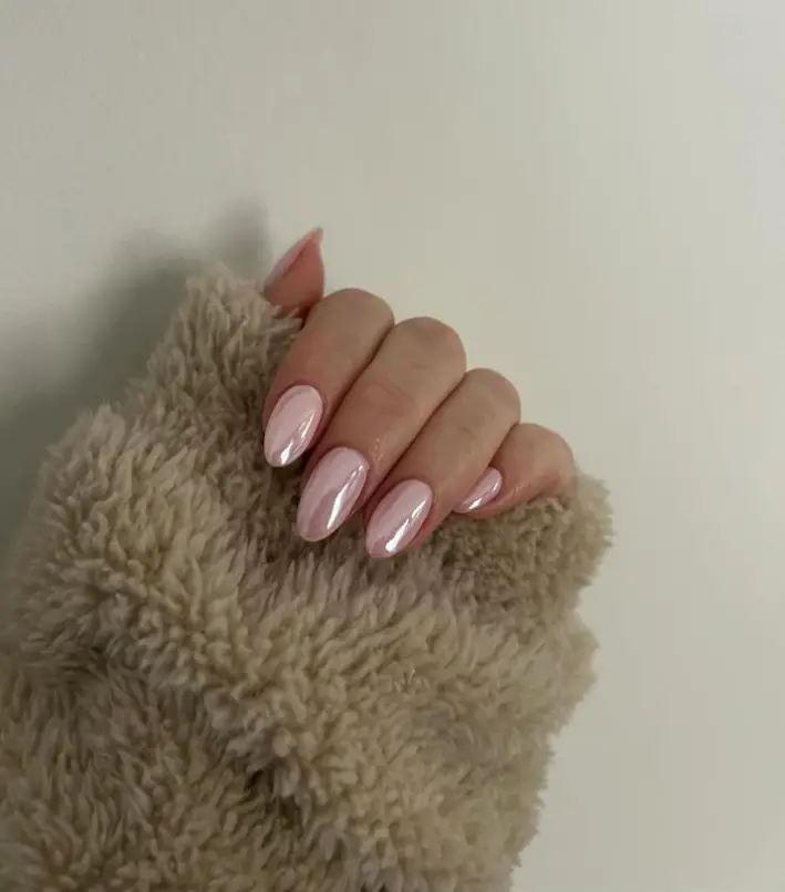 Glitter Baby Pink Nails For Summer