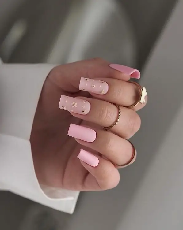 Flower Baby Pink Nails For Summer