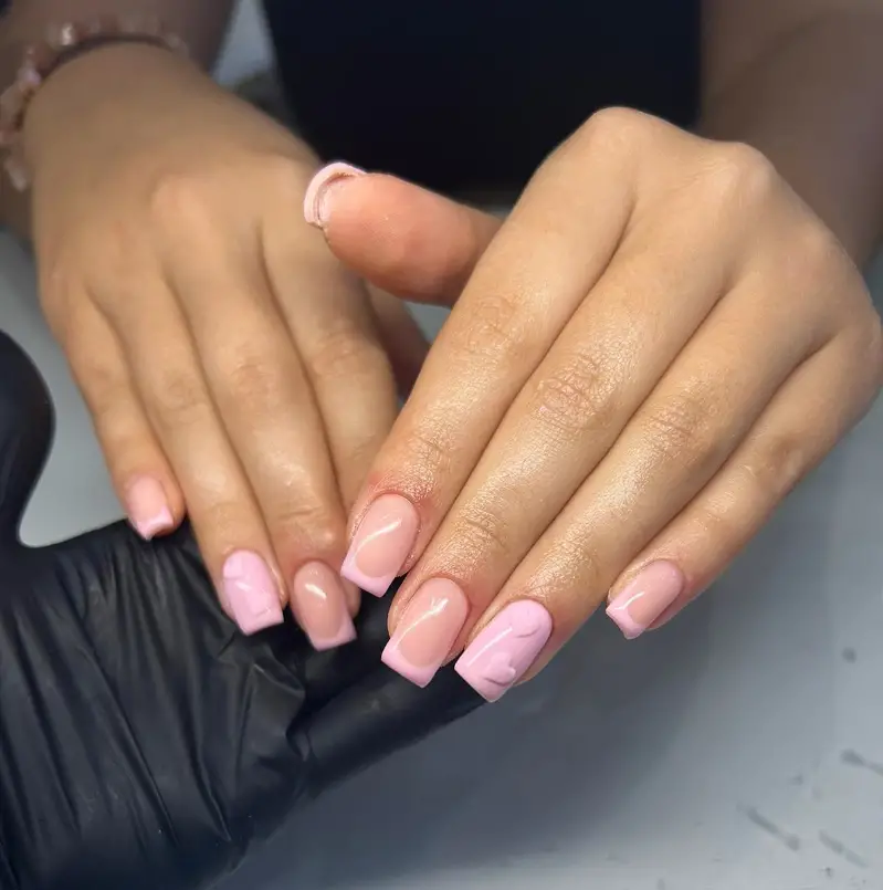 Simple Baby Pink Heart Nails For Summer