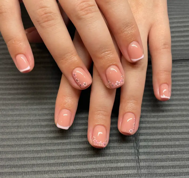 Simple Flower Baby Pink Nails For Summer