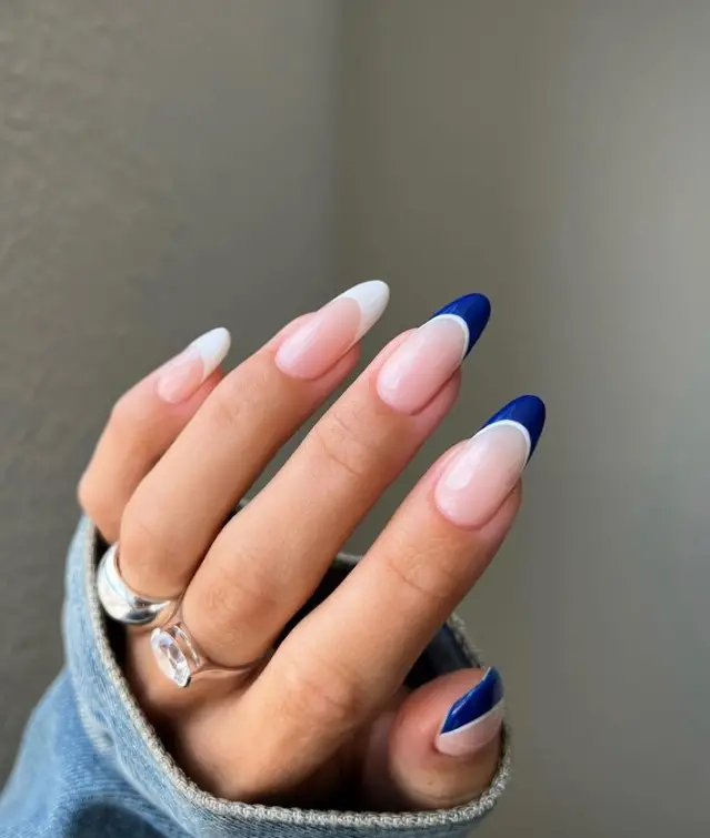 French Navy Blue Nails For Summer