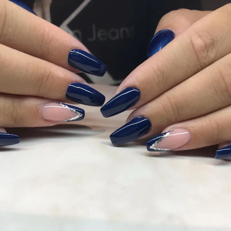 Navy Blue With Silver Glitter For Summer 