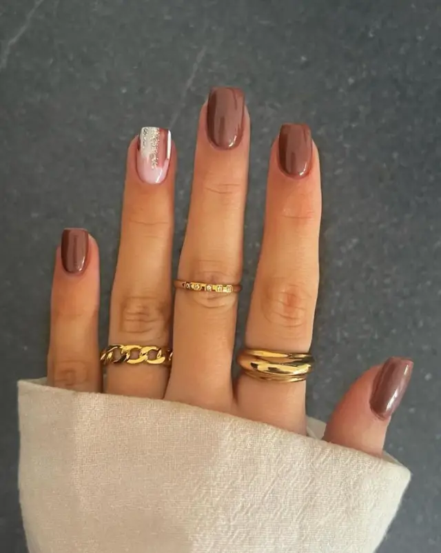 Brown Cute Short Nails For Summer