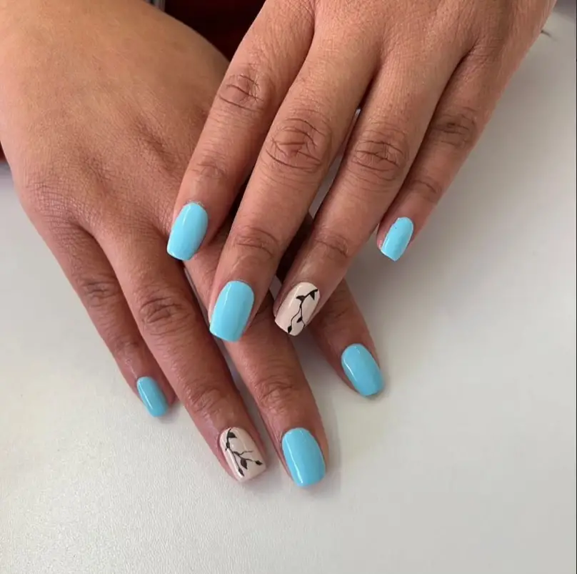 Blue Cute Short Nails For Summer