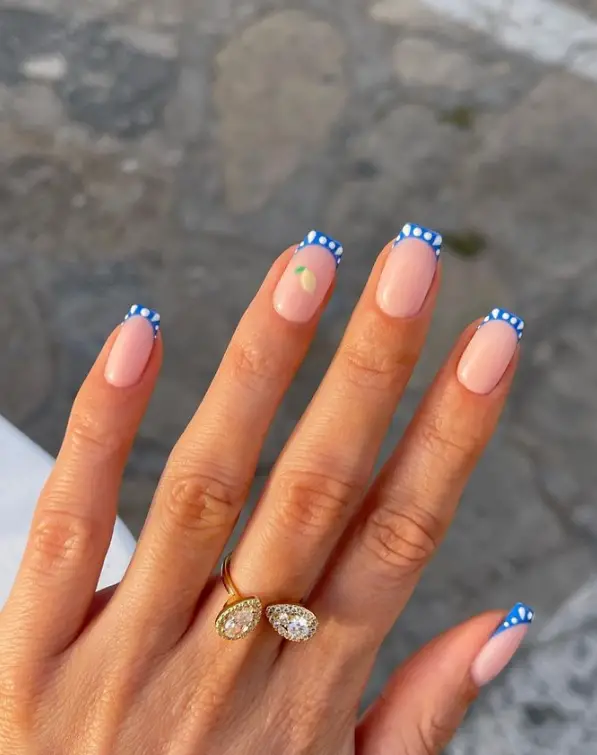 Blue French Tip Holiday Nails For Summer