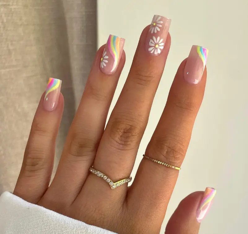 Daisy Flower Holiday Nail For Summer 