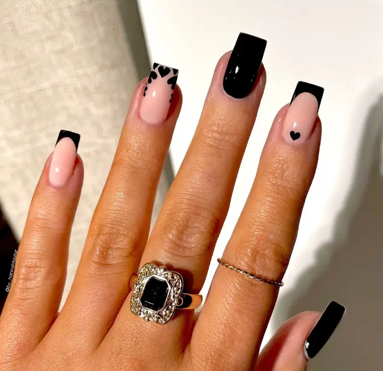 Black Heart Nails For Summer 