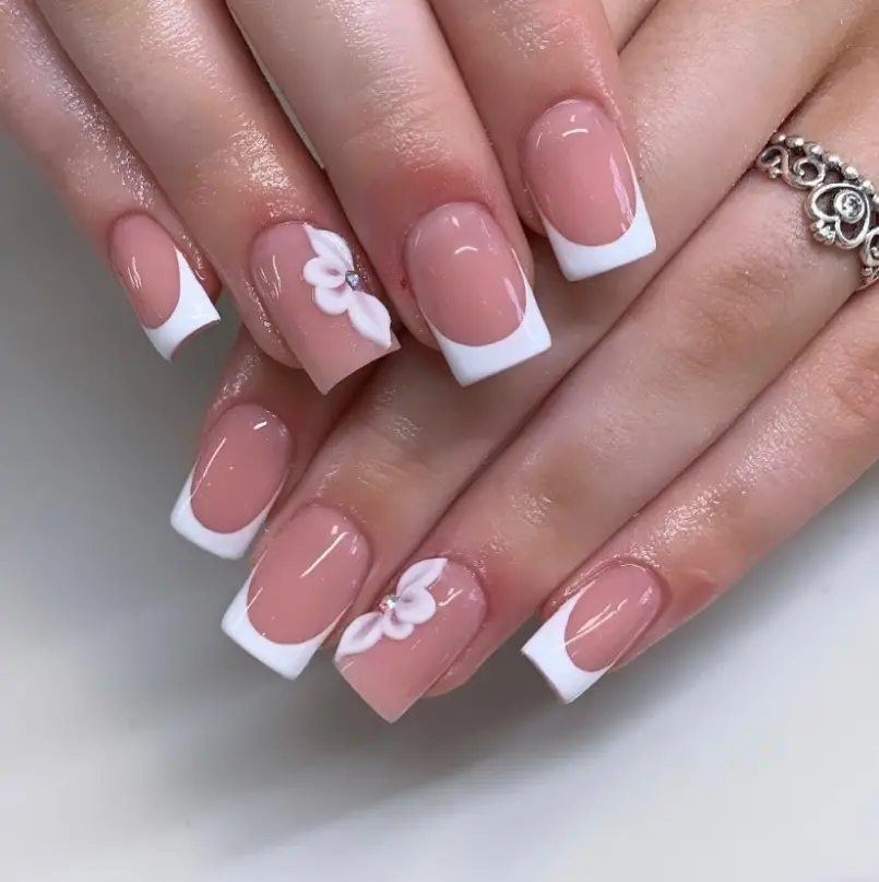 White Graduation Nails