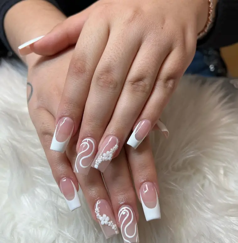 White Graduation Nails