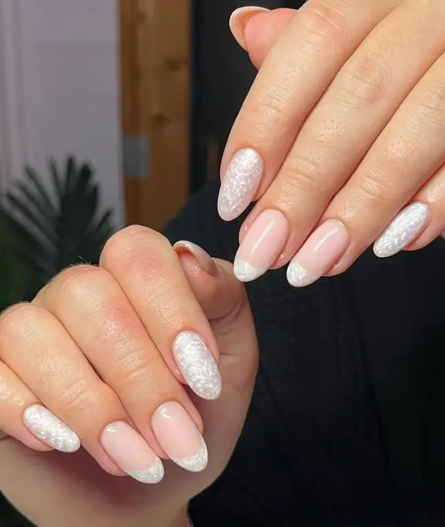 White Glitter Graduation Nails