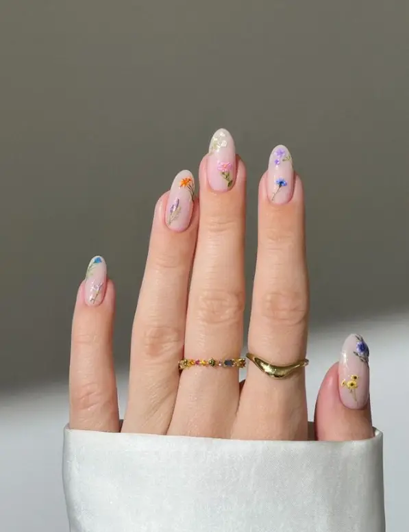 Simple Flower Pastel Summer Nails